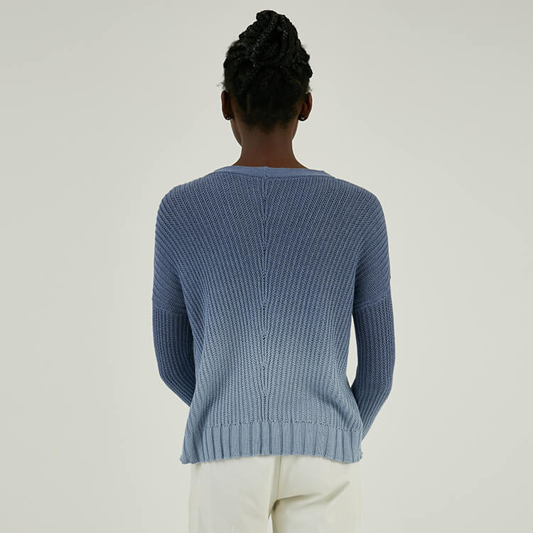 Custom Women Winter Cotton Blend Crewneck Hanging Dye Gradient Knit Sweater