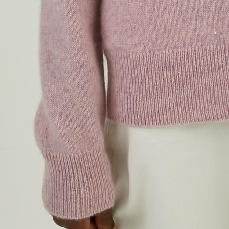 Manufacturer Custom 100% Cashmere Hand Stitching Pink V-neck Knitting Sweater