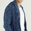 Custom Winter Chunky Mens Cable Knit Distressed Long Cardigan Coat