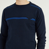 Custom Made Mens Wool Blend Navy Intarsia Round Neck Knitted Pullover Jumpers