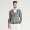 Custom Mens Classic Gray 100 Pure Merino Wool Cardigan Sweater With Button