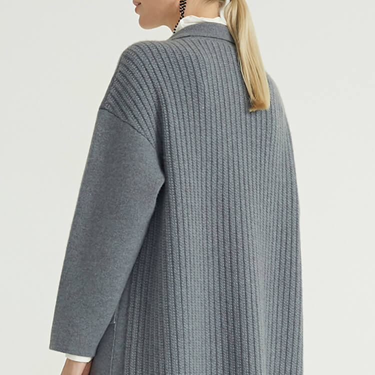 Grey Premium Simple New Style Women's Trench Knitted Coat For Women