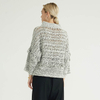 Half Turtleneck Fringed Minimalist Design Knitted Pullover Woman's Sweater