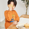 Caramel Crew Neck Long Sleeve Graphic Design Boys Sweatshirt