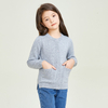 Classic Long Sleeve Round Neck Pocket Decorative Button Girls\' Knitting Cardigan