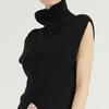 Black Sleeveless Solid Color Knitted Pullover Sweater Cashmere Jumper For Woman