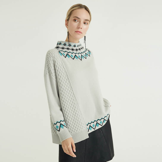Classic Ethnic Style Medium Neck Long Sleeve Designer Wool Long Sleeve For Women Sweater