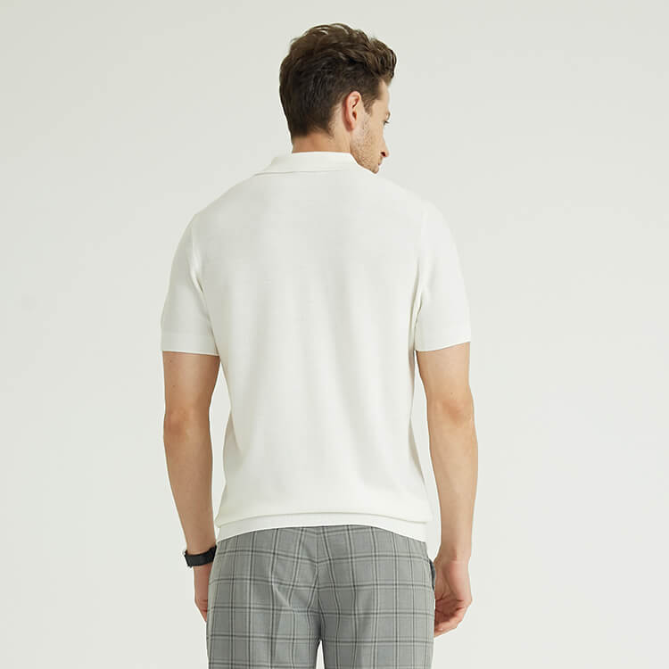 Classic Solid Knit Spring Summer Style Poloshirts For Men Cotton