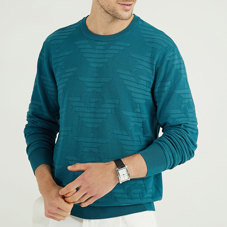 Classic round neck long sleeve printing design men\'s round neck sweater