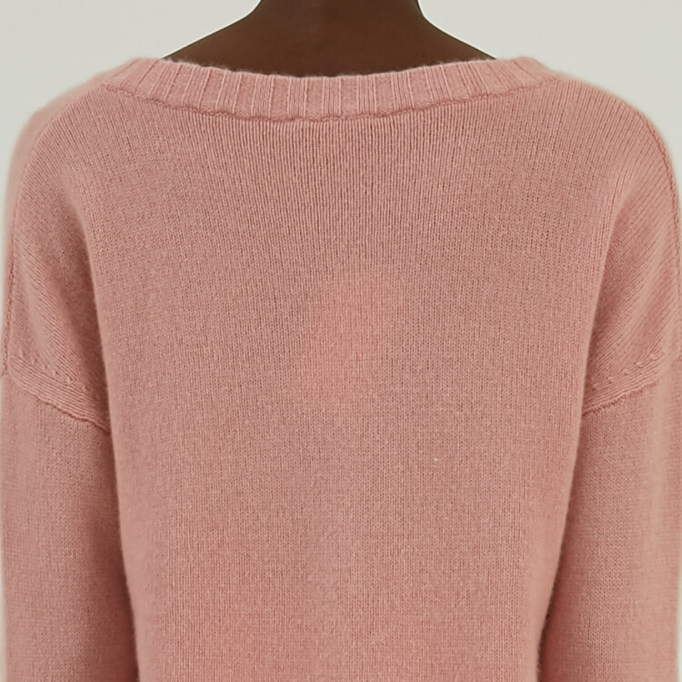 Custom Winter 100% Cotton V-neck Dropped Shoulder Sleeve Knit Pullover Sweater