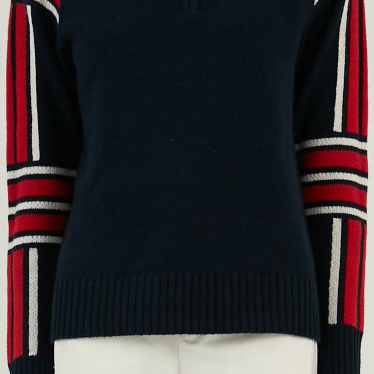 Custom Quarter Zip Wool Cashmere Blend Sleeve Color Block Knitting Sweater
