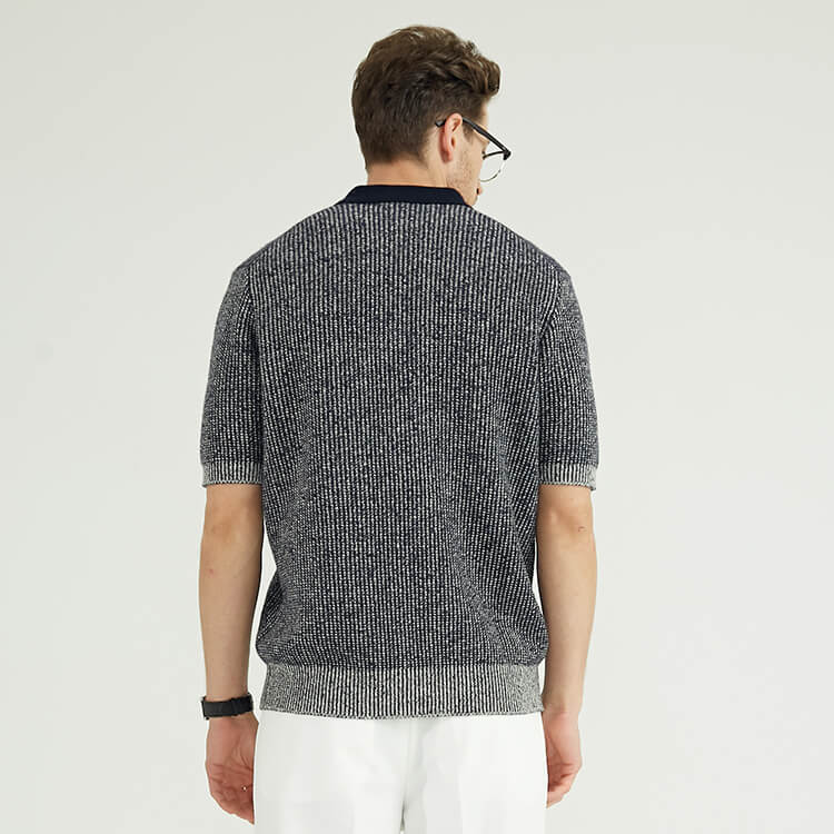 Custom High-end Wool Yak Blend Ribbed Knit Polo Shirts Golf Shirts