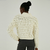 Custom Winter Heavy Gauge Stand Collar Fringed Knit Sweater