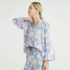 Flowers Light Blue Plus Size Summer 2022 Women Clothing Two Piece Set