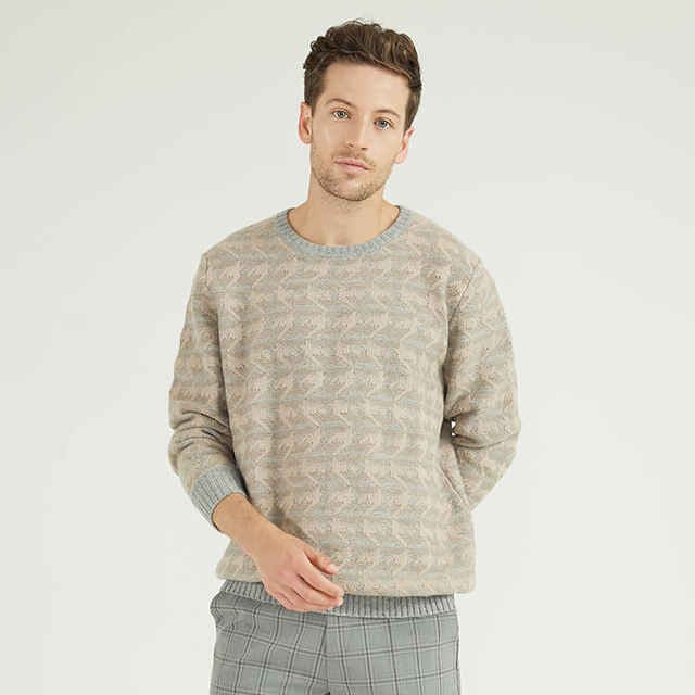 Customized Pattern Design Knit Cashmere Sweater For Men