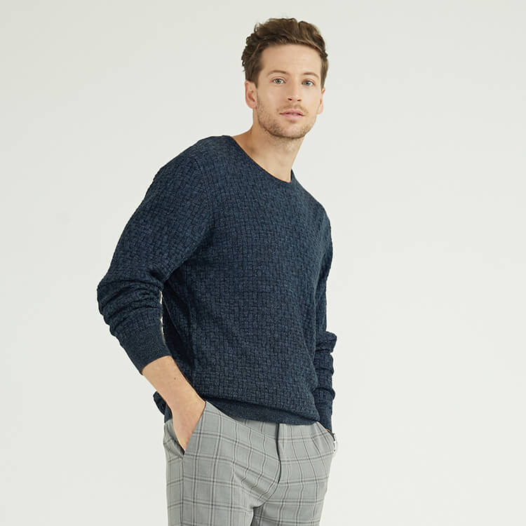 Round Neck Long Sleeved Knit Cashmere Knit Men'S Sweaters