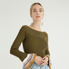 Army Green Word Neck Flared Sleeve Simple Women Pullover Sweater