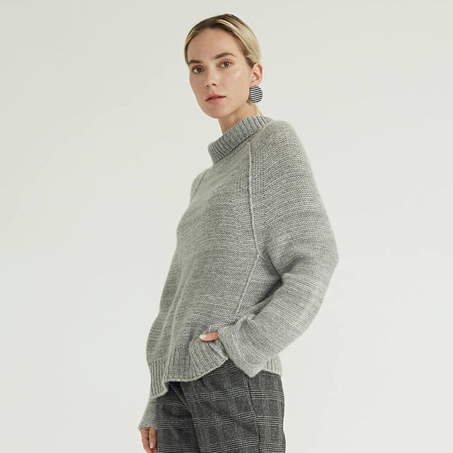 Simple fashion turtleneck knitted grey 2022 women wool sweaters