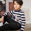 Striped Knit Squirrel Embellished Long Sleeve Pullover Boys Sweater