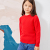 Round Neck Long Sleeve Classic Fish Scale Design Girls Pullover Sweater