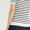 Spring Summer Stripe Design With Side Slit Hem Women's Knitted Sweaters Pullover