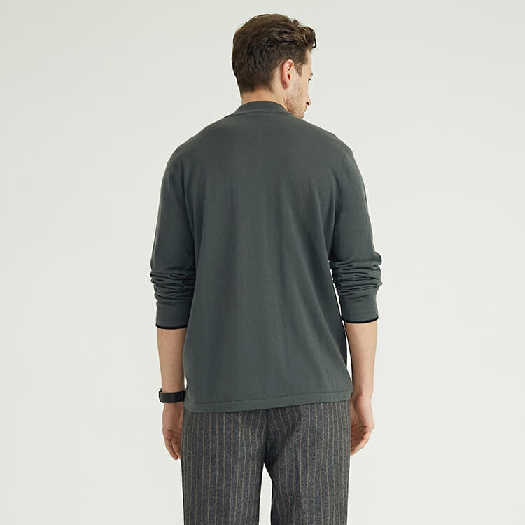 Men's 1/4 Zip Knitted Flat Needle Design Classic Pullover Sweater