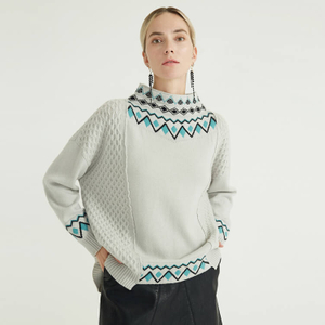 Classic Ethnic Style Medium Neck Long Sleeve Designer Wool Long Sleeve For Women Sweater