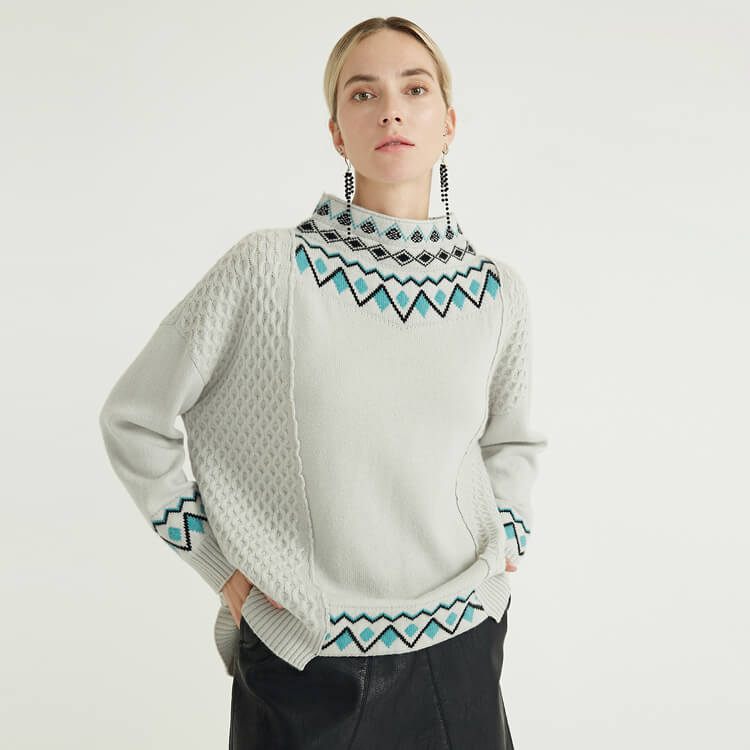 Classic Ethnic Style Medium Neck Long Sleeve Designer Wool Long Sleeve For Women Sweater