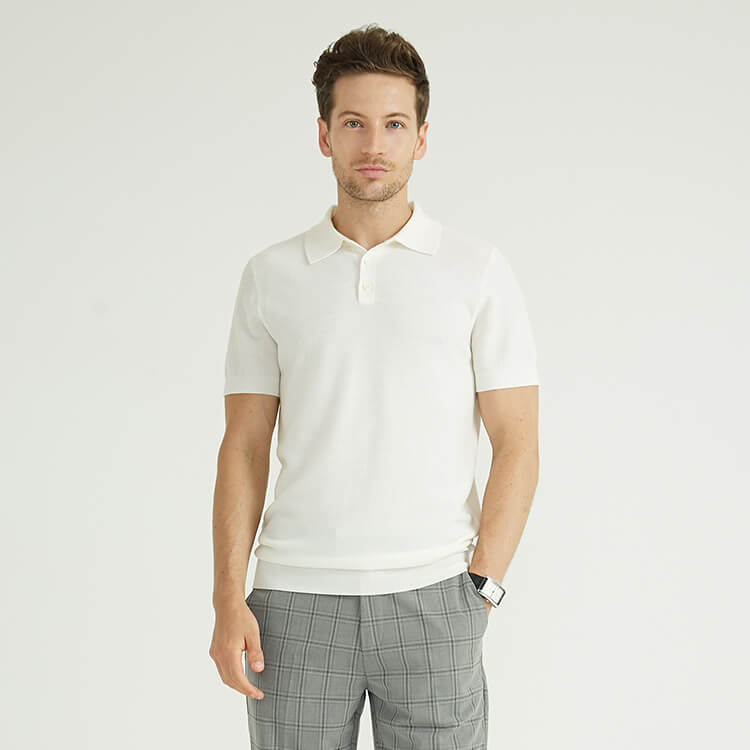 Classic Solid Knit Spring Summer Style Poloshirts For Men Cotton