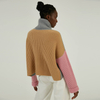 Knitwear Manufacturer Custom 100% Cashmere Colorblock Turtleneck Knit Sweater
