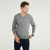 Custom Extra Fine 100% Merino Wool Grey V-neck Knitted Pullover Jumpers