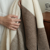Custom Wool Blend Thick Grey White Beads Cable Knitted Throw Blanket