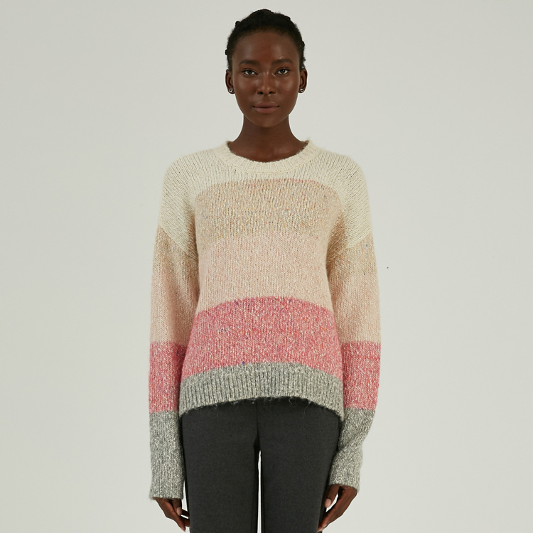 Custom Made Cotton Acrylic Blend Thick Stripe Knitted Sweater