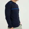 Custom Made Mens Wool Blend Navy Intarsia Round Neck Knitted Pullover Jumpers