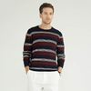 Stripe Stitching Round Neck Wool Knit Plus Size Men'S Sweaters