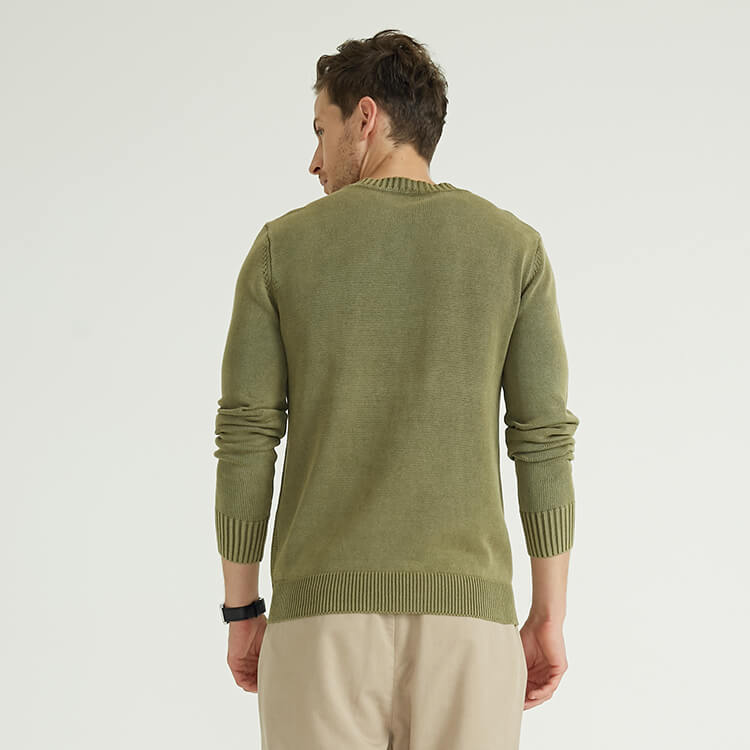 Green Button Knitted Long Sleeves Cashmere Sweater For Men