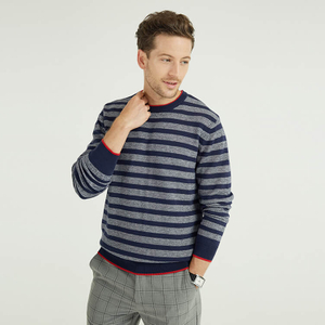 Classic Thin Stripe Design Wool Knit Plus Size Men'S Sweaters