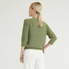  Latest Round Neck Crew Neck Long Sleeve Green Cable Jumper Knitted Pullover Women Sweaters
