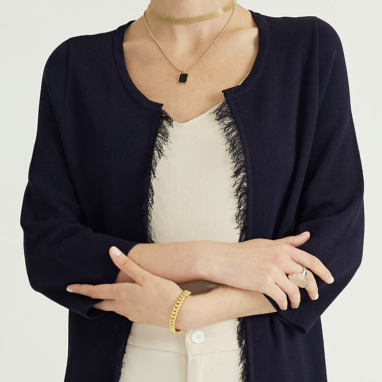 Knitwear Manufacturers Navy Cotton Tassel Long Cotton Sweater Custom Knit Knitted Cardigan 