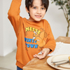 Caramel Crew Neck Long Sleeve Graphic Design Boys Sweatshirt