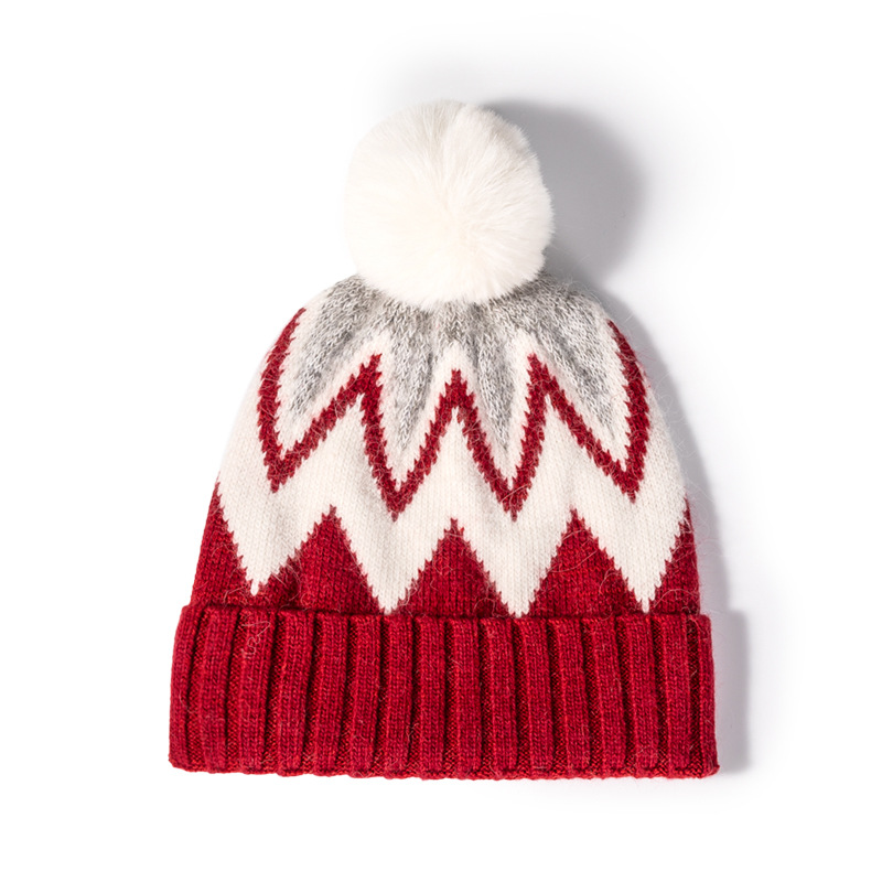Casual Pompon Design Comfortable Simple Jacquard Knitted Hat