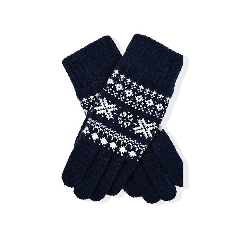 Color Contrast Design Knitted Fashion Versatile Gender Free Knitted Gloves