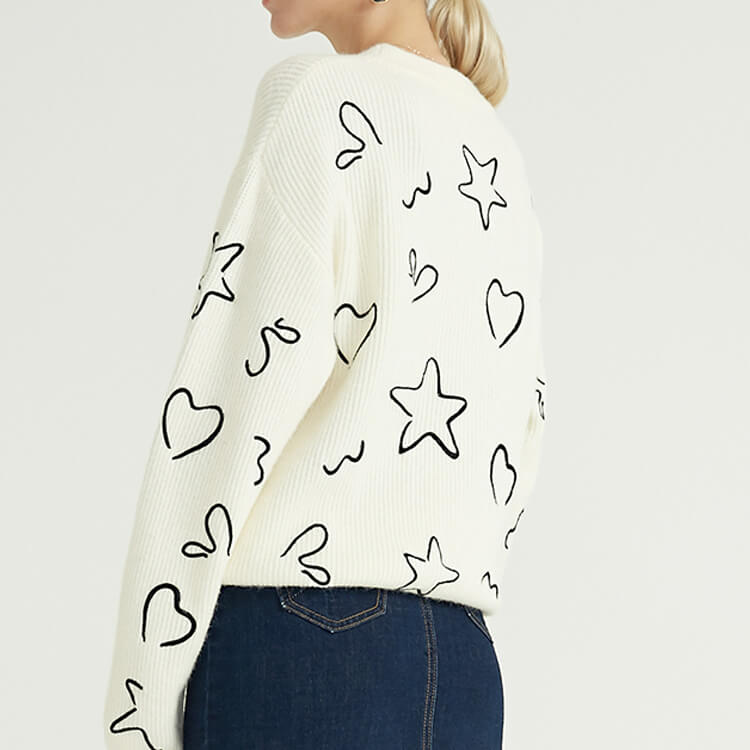 Printed Knit Simple Design Cashmere Custom Knitted Sweater