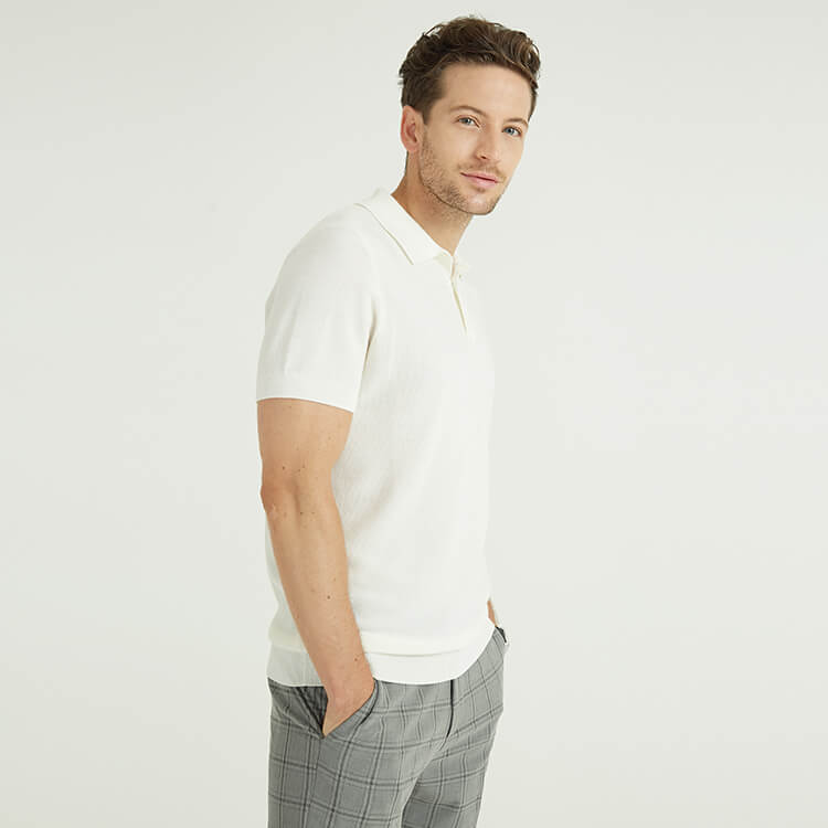 Classic Solid Knit Spring Summer Style Poloshirts For Men Cotton