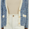 Custom 100% Cotton Button Up Cropped Tweed Knitted Cardigan jacket For Women