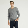 Custom Extra Fine 100% Merino Wool Grey V-neck Knitted Pullover Jumpers