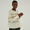 Custom 100% Cashmere Autumn Winter Women Stripe Crewneck Knit Sweater
