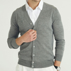 Custom Mens Classic Gray 100 Pure Merino Wool Cardigan Sweater With Button