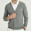 Custom Mens Classic Gray 100 Pure Merino Wool Cardigan Sweater With Button