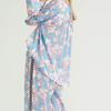 Flowers Light Blue Plus Size Summer 2022 Women Clothing Two Piece Set